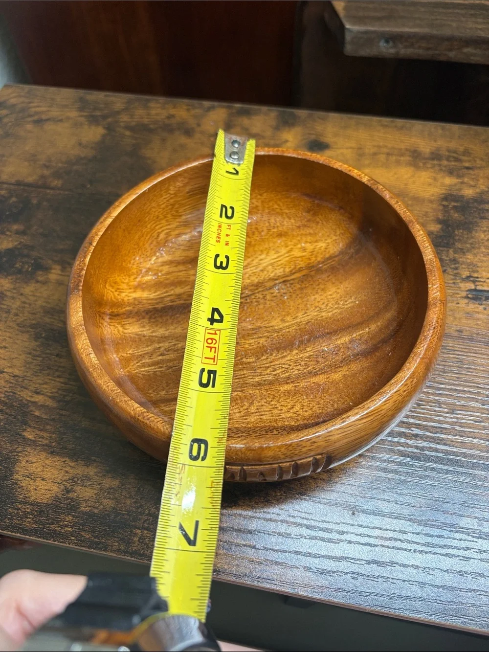 Maui Carved Wooden Bowl — Warm Brown Decorative Accent